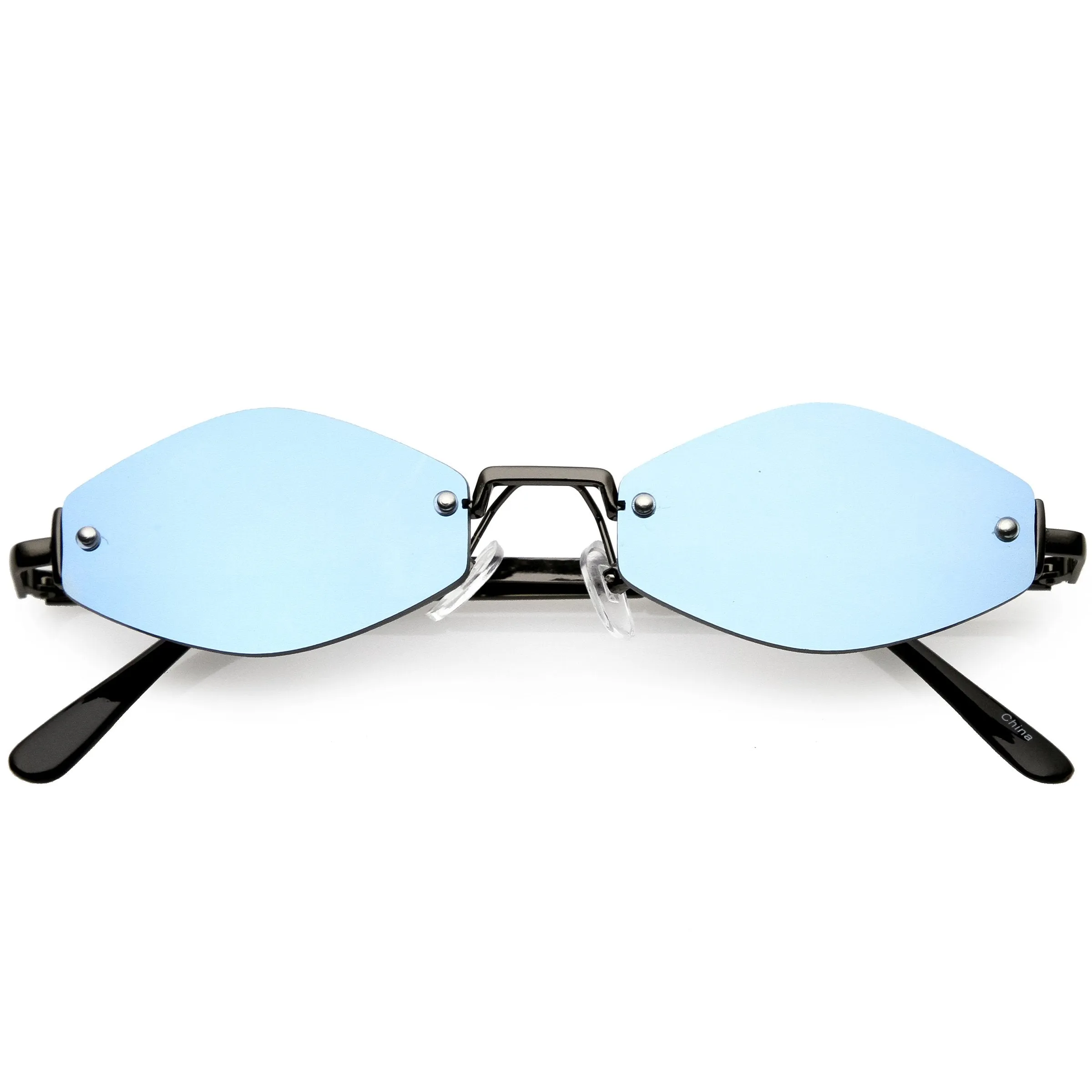 Retro 1990's Small Geometric Hexagon Mirrored Lens Sunglasses C592