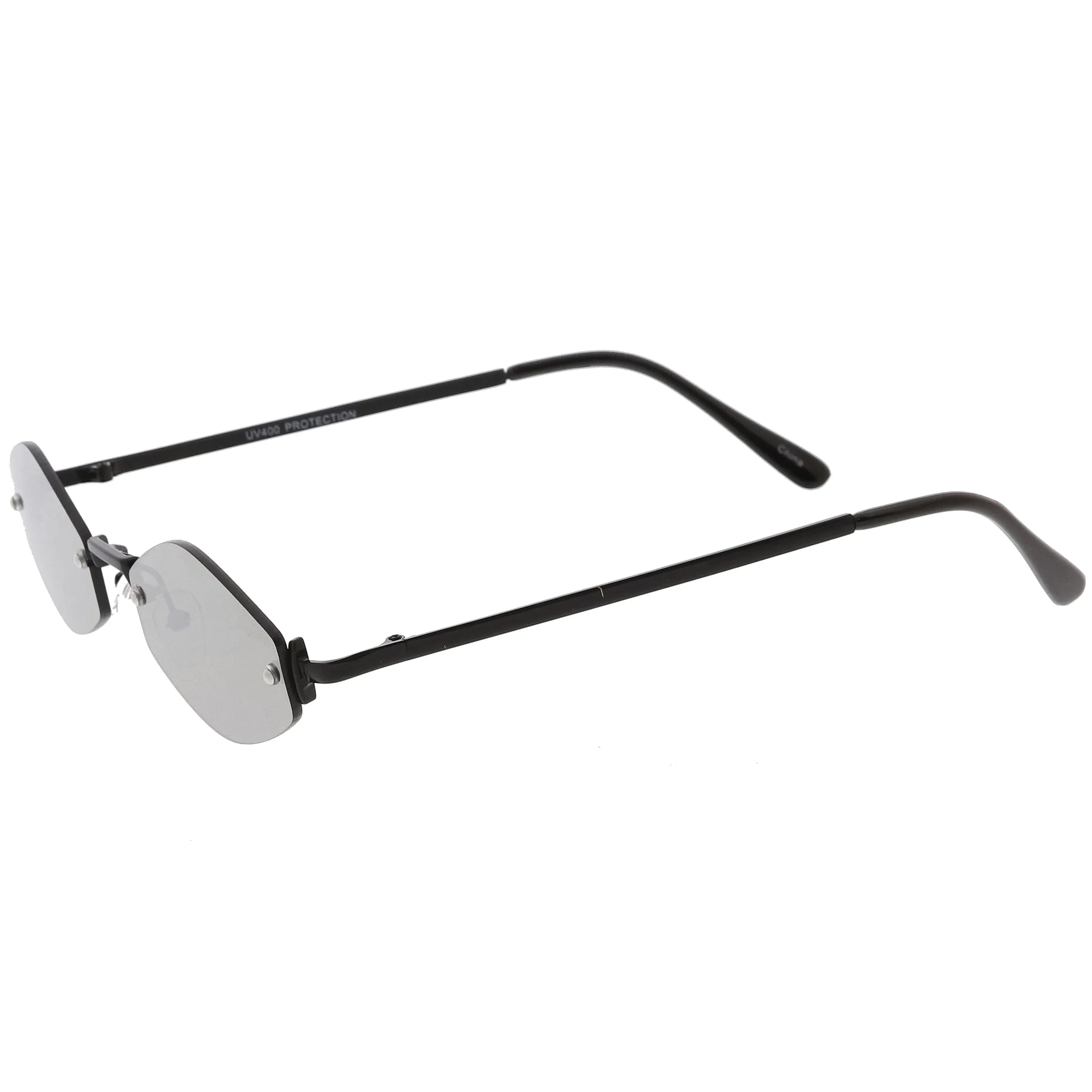 Retro 1990's Small Geometric Hexagon Mirrored Lens Sunglasses C592