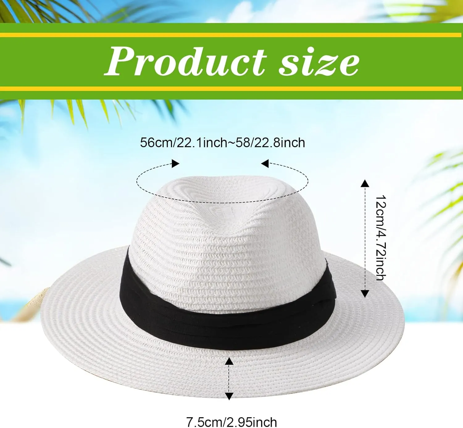 Roshtia 6 Pieces Panama Straw Hats for Men and Women Foldable Wide Brim Bride Hats Summer Sun Protection Hat