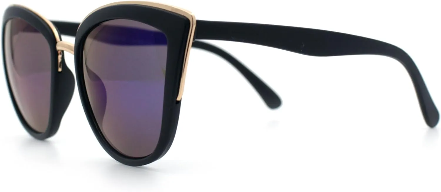 SA106 Runway Fashion Metal Bridge Trim Oversized Cat Eye Sunglasses