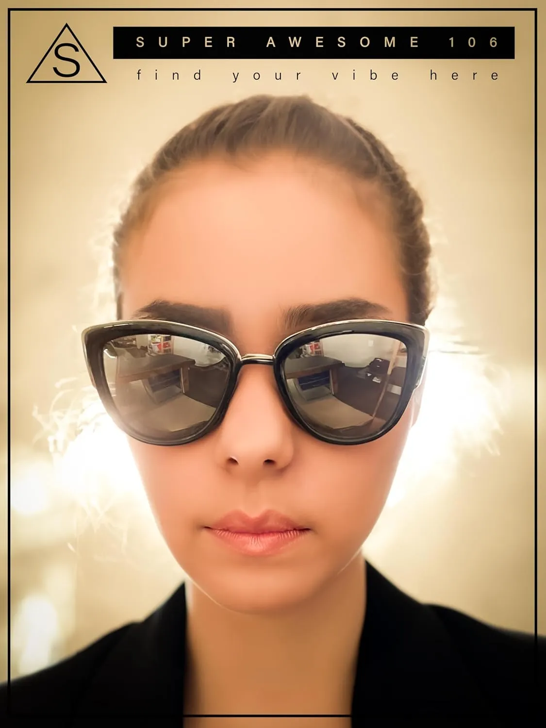 SA106 Runway Fashion Metal Bridge Trim Oversized Cat Eye Sunglasses