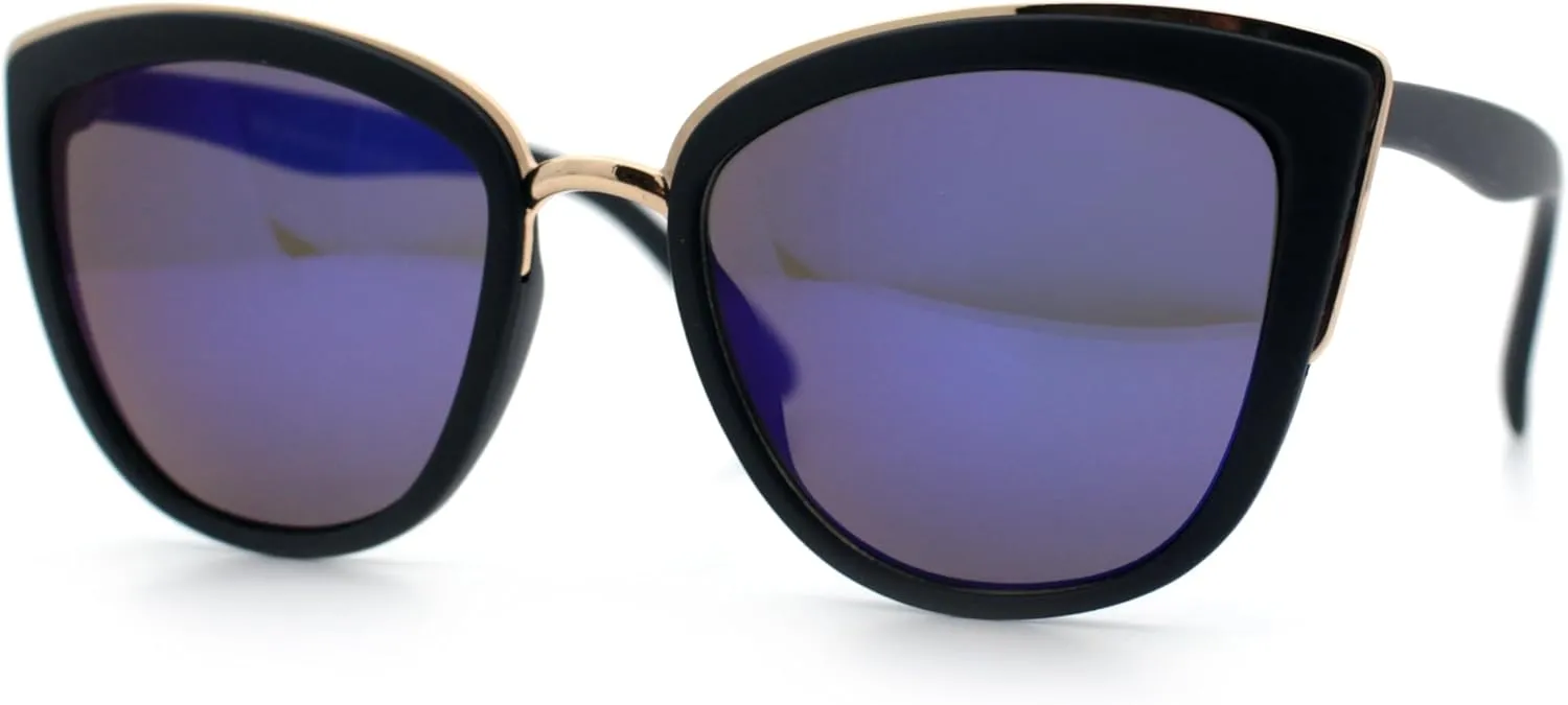 SA106 Runway Fashion Metal Bridge Trim Oversized Cat Eye Sunglasses