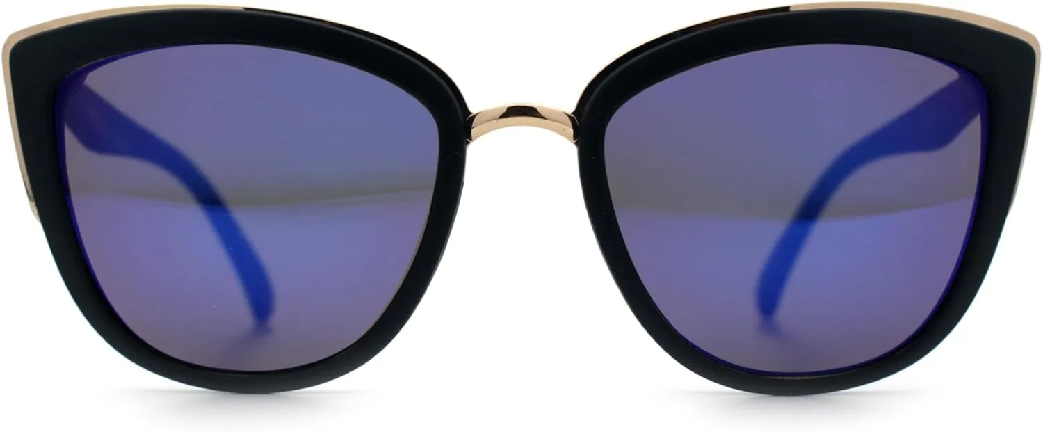 SA106 Runway Fashion Metal Bridge Trim Oversized Cat Eye Sunglasses