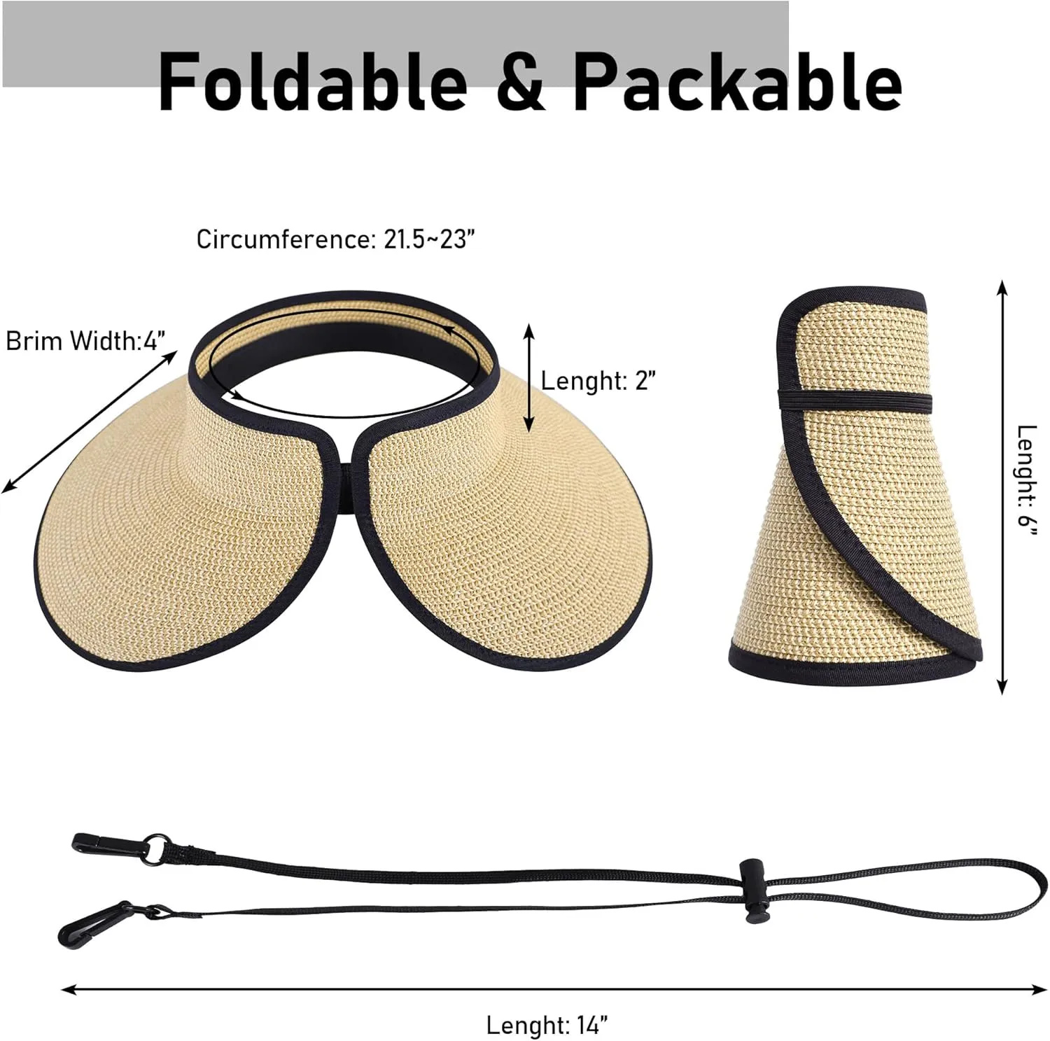 Simplicity Women's Summer Foldable Wide Brim Beach Hats Straw Sun Visor Hats