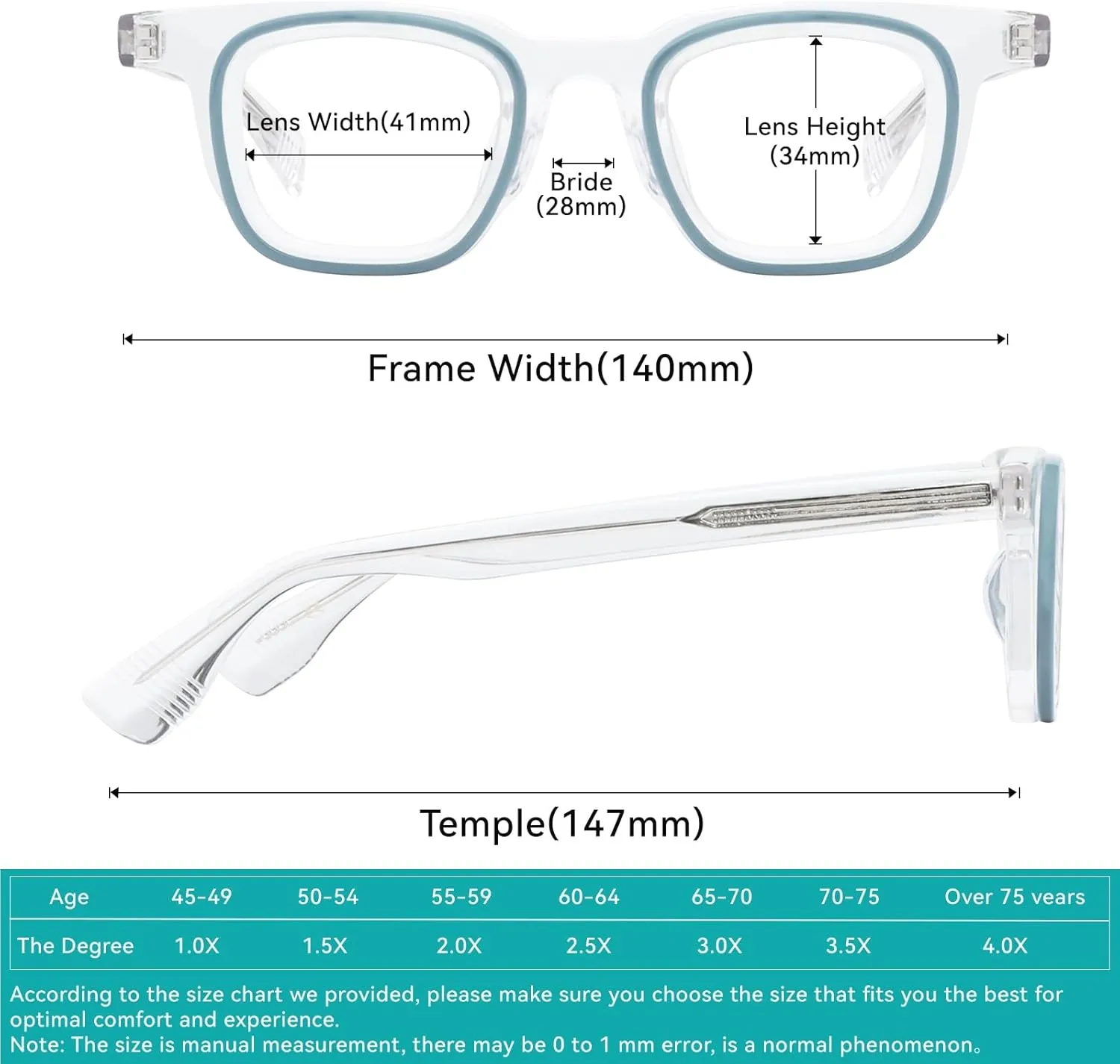 Square Reading Glasses Blue Light Blocking Readers for Women Men Anti Glare/Fatigue/Eye Strain Rupert FT1394