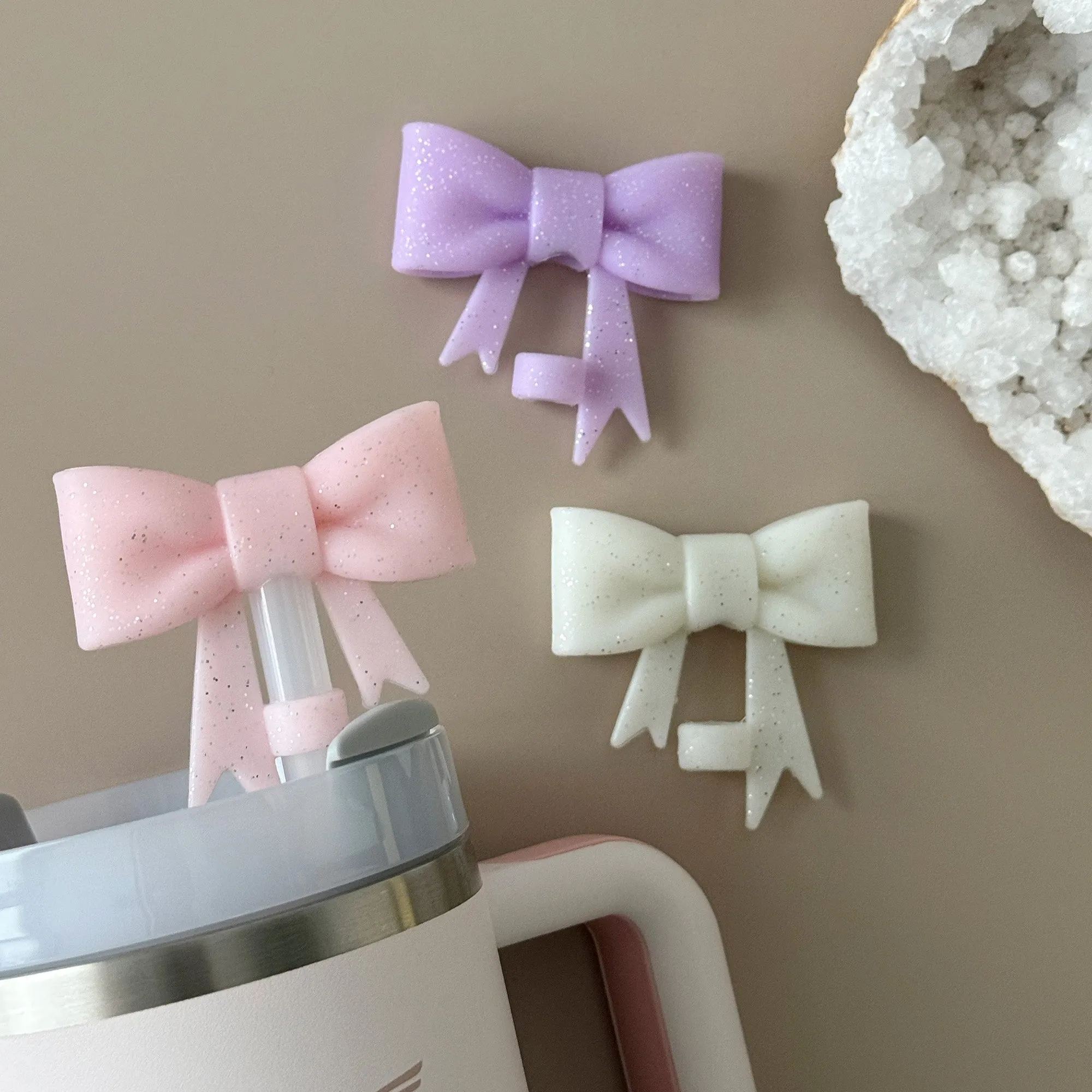 Straw Cover Bow Glitter