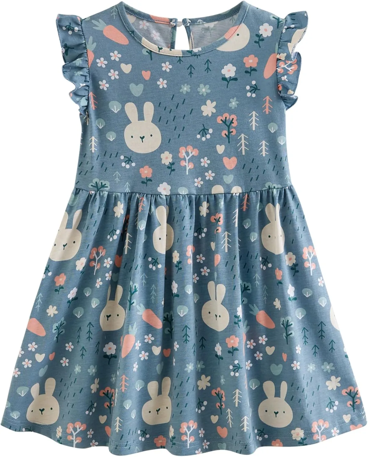 Toddler Girls Dress Ruffle Sleeve Casual Print Dresses Kids Summer Clothes 3-8 Years