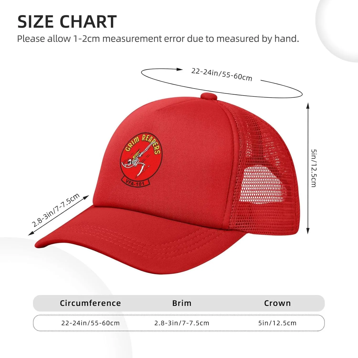 Vf-101 Grim Reapers Baseball Cap for Men Women Mesh Hat Adjustable Trucker Hat Dad Hat