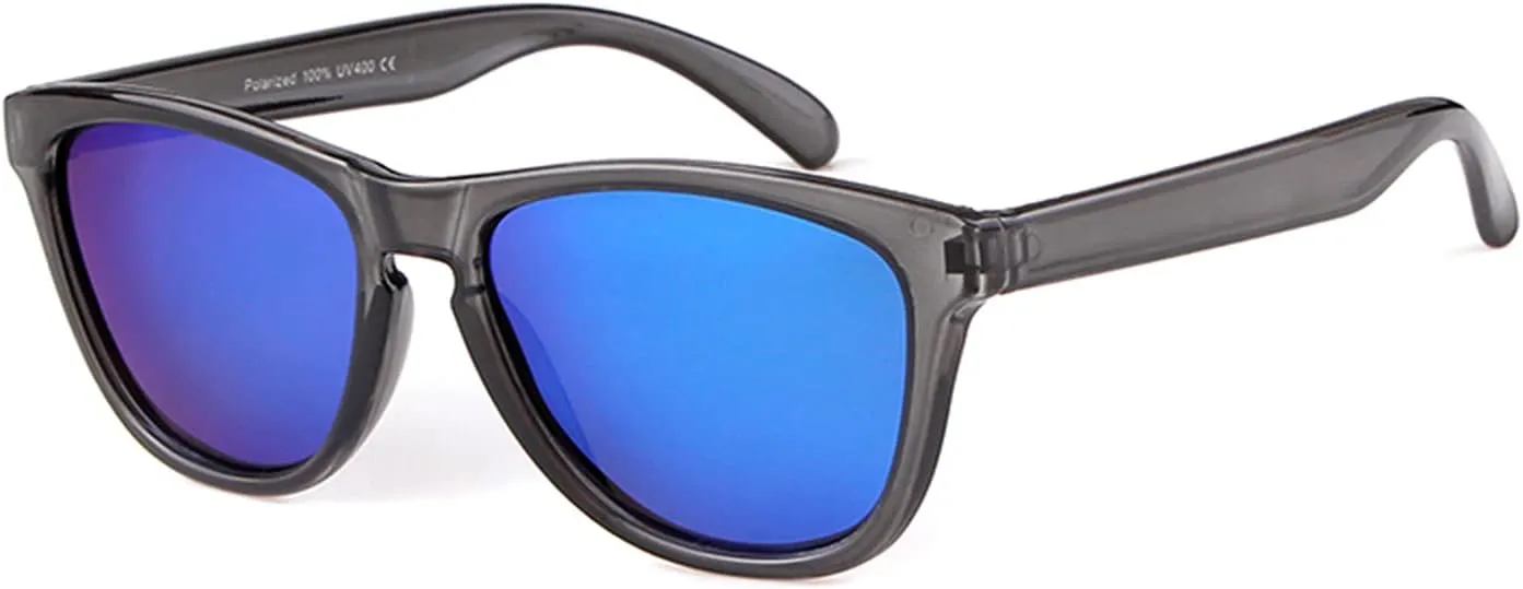 VIA LEECA Polarized Sunglasses for Women Men, Classic Retro Mirrored Reflective Square Designer Style Sun Glasses