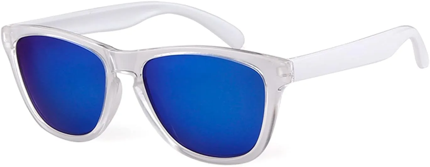 VIA LEECA Polarized Sunglasses for Women Men, Classic Retro Mirrored Reflective Square Designer Style Sun Glasses
