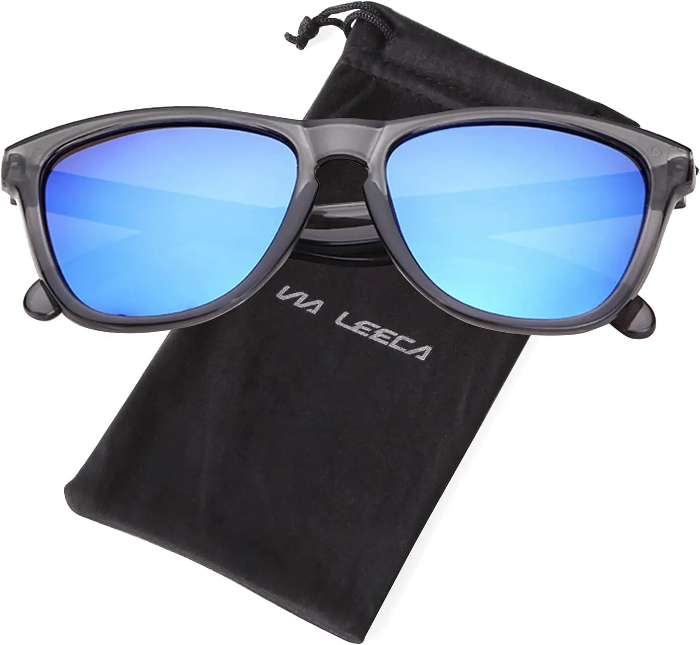 VIA LEECA Polarized Sunglasses for Women Men, Classic Retro Mirrored Reflective Square Designer Style Sun Glasses