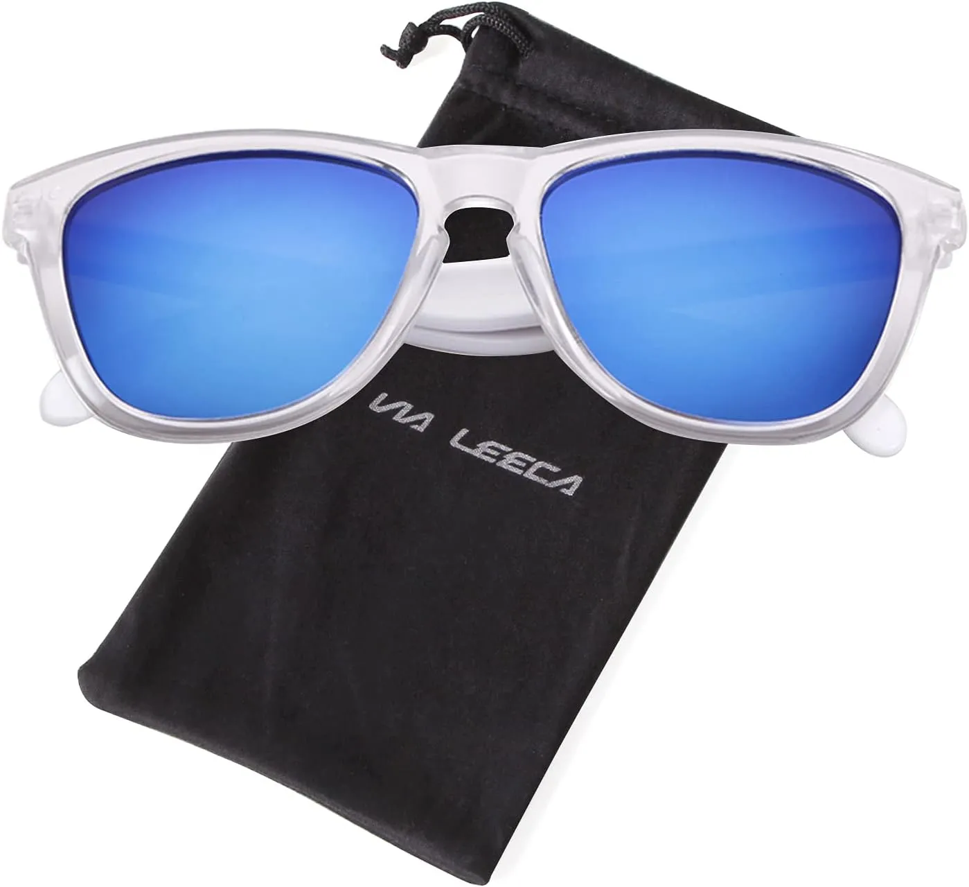 VIA LEECA Polarized Sunglasses for Women Men, Classic Retro Mirrored Reflective Square Designer Style Sun Glasses