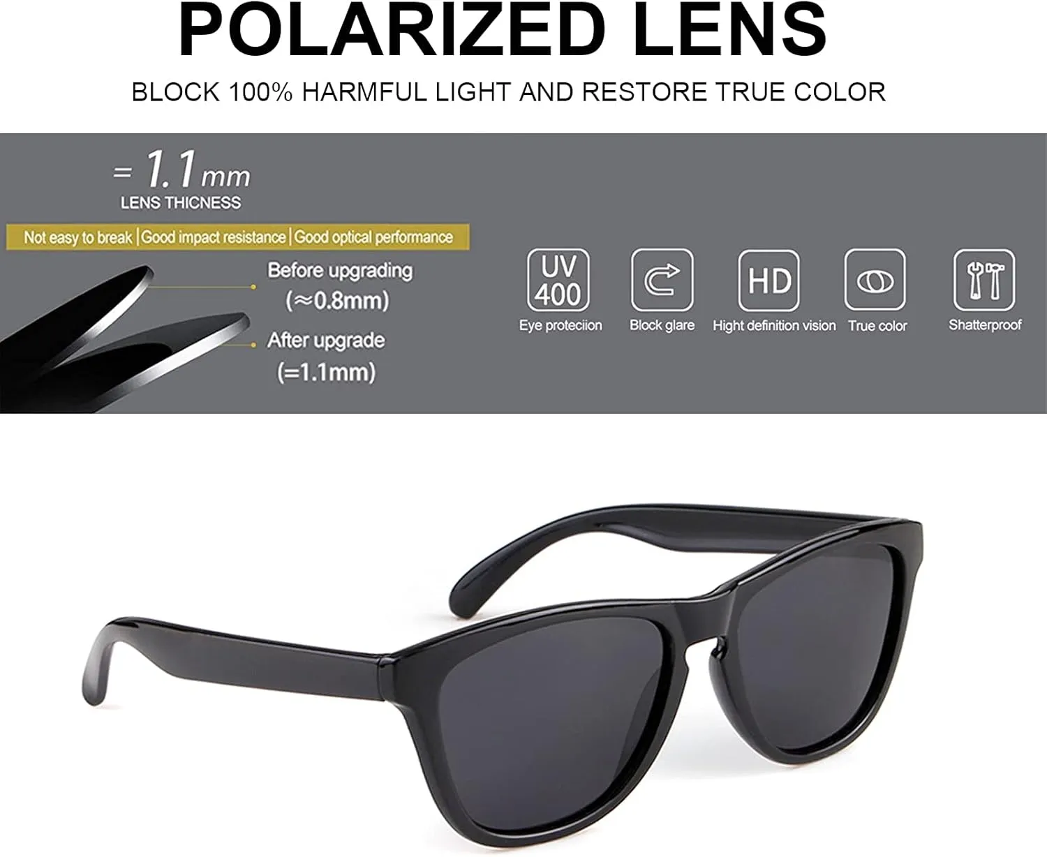 VIA LEECA Polarized Sunglasses for Women Men, Classic Retro Mirrored Reflective Square Designer Style Sun Glasses