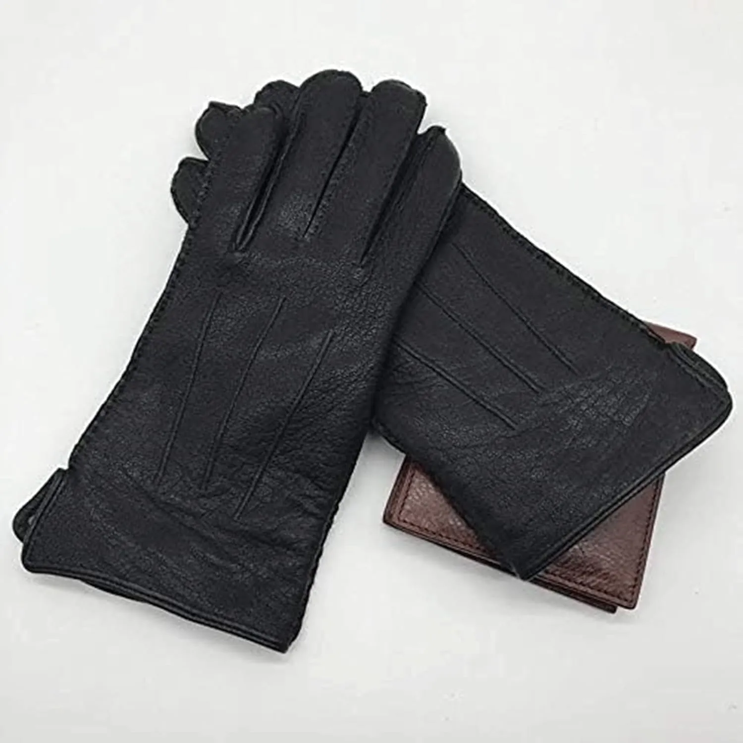 Warm Gloves Windproof Lined Thick Winter Gloves Leather Gloves Wool Lining Cycling Gloves Cold Weather Gloves Lightweight