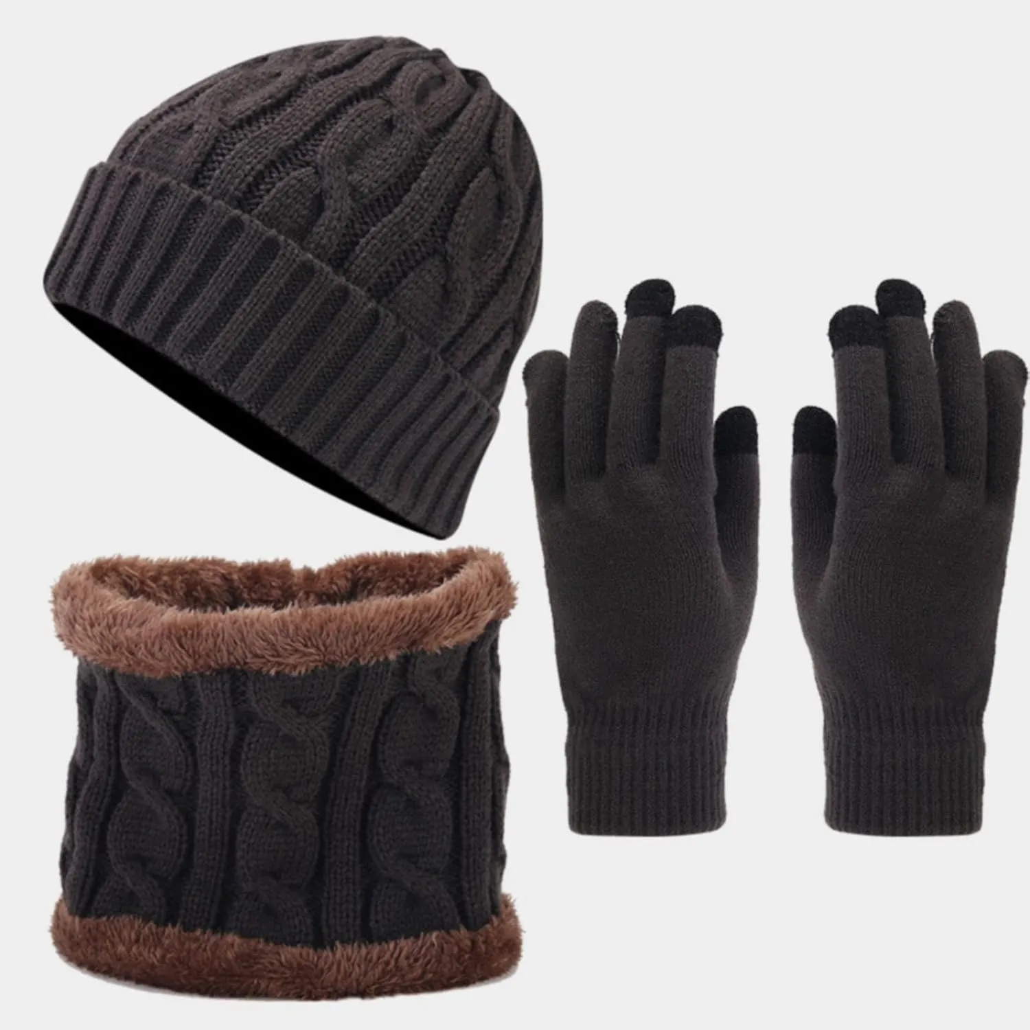 Winter eanie Hat Scarf Gloves for Men and Women Soft Stretch eanie Gloves Neck Warmer Set Gifts for Women