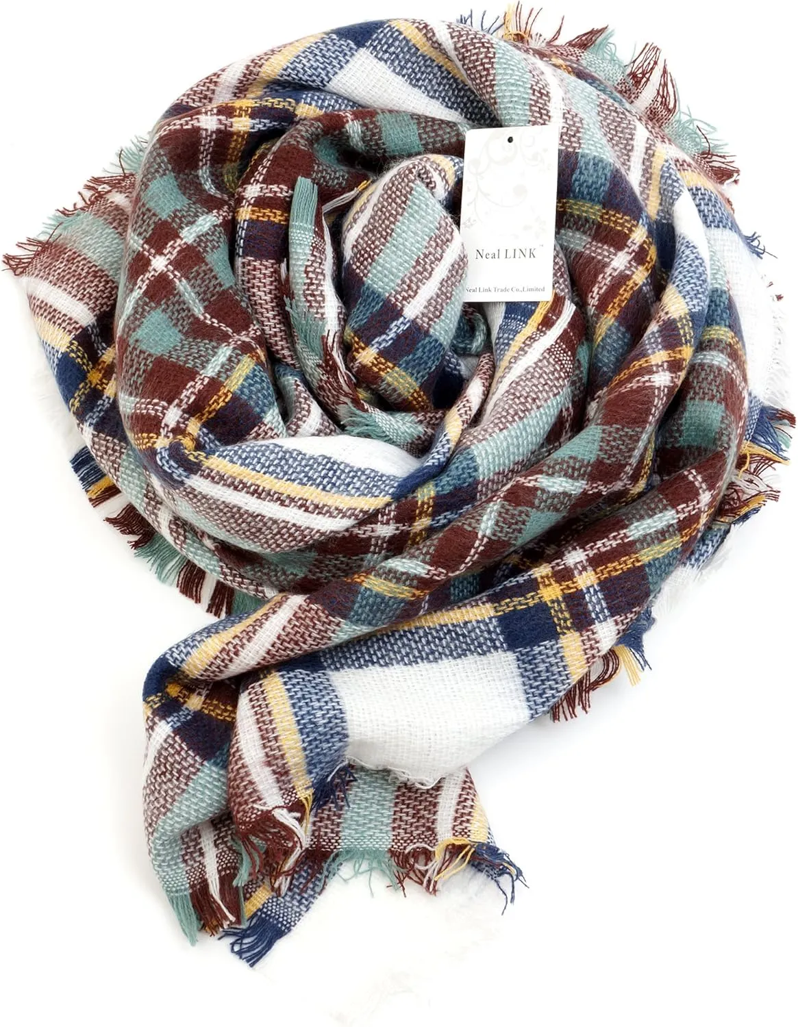 Women's Plaid Scarf Blanket Wrap Oversized Chunky Scarves Tartan Shawls