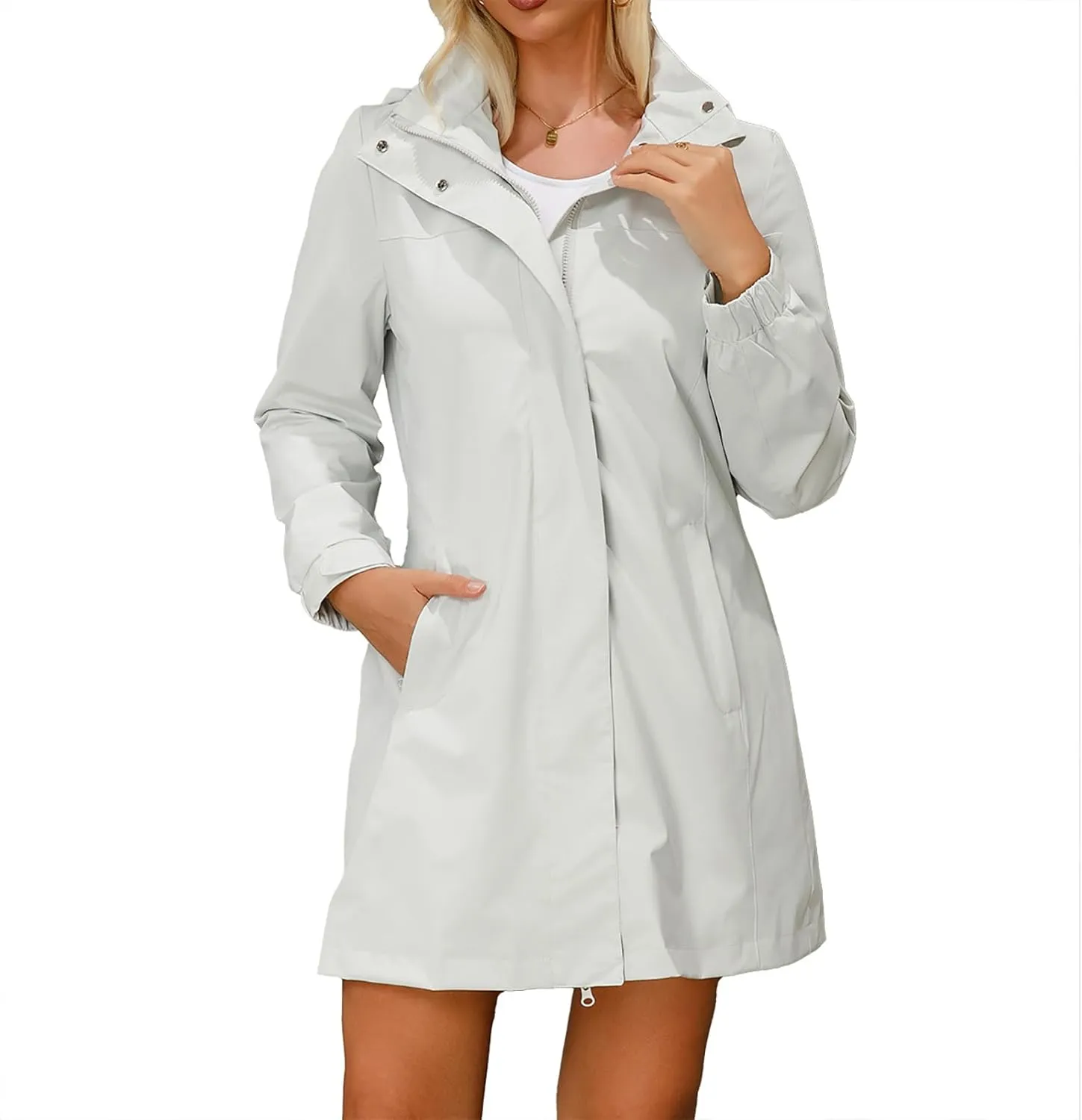 Womens Solid Color Detachable Hat Windbreaker Women's Long Sleeved Thin Jacket Long Sleeved Hooded Casual Jacket