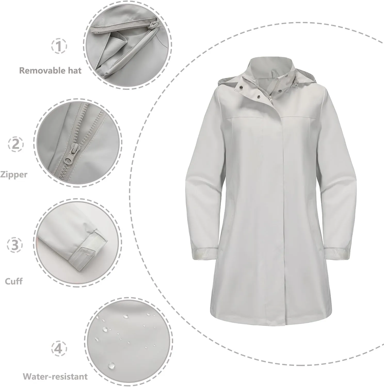 Womens Solid Color Detachable Hat Windbreaker Women's Long Sleeved Thin Jacket Long Sleeved Hooded Casual Jacket