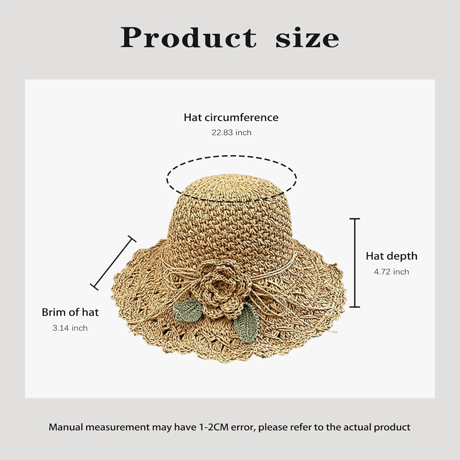 Women's Straw Hats Beach Sun Hats Foldable Sun Protection Beach Cap Flower Woven Sun Hat Wide Brim Hat Packable Bucket Hats