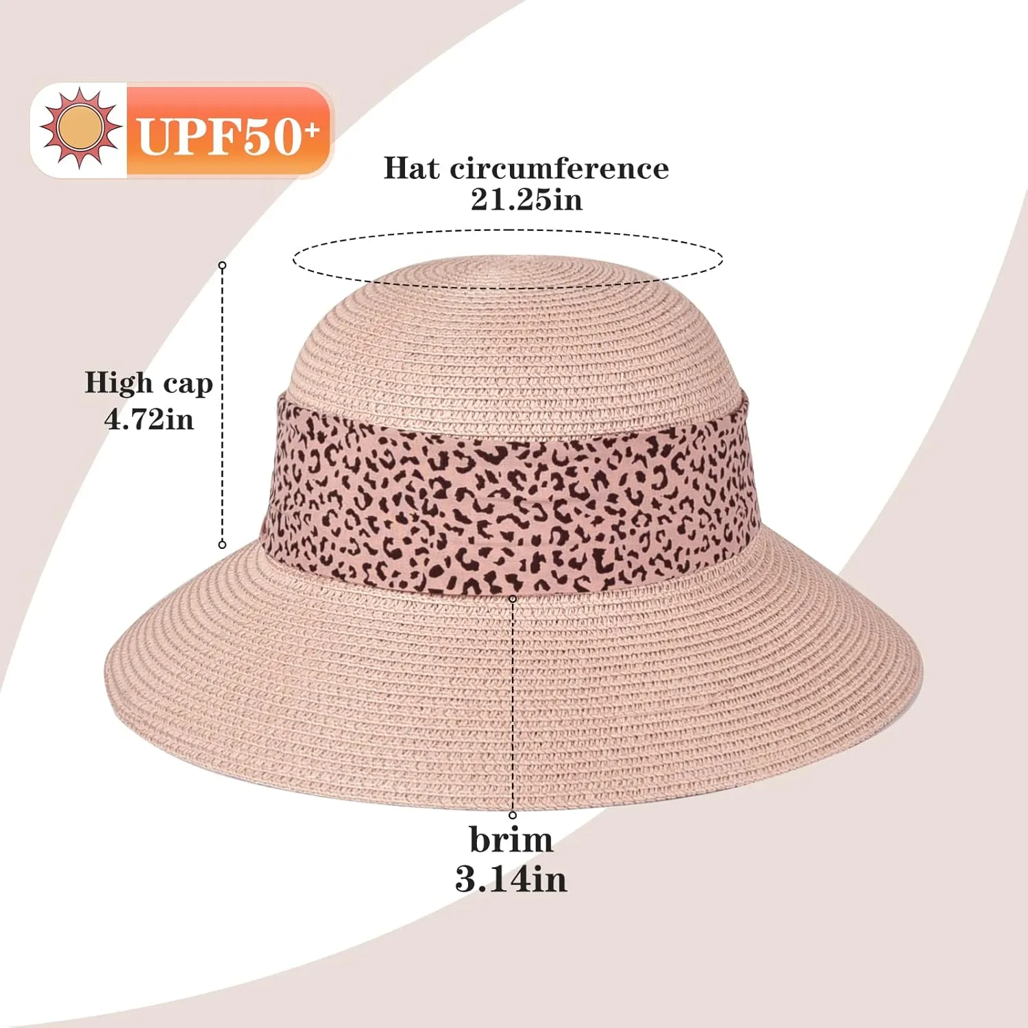 Womens Straw Sun Hat Summer Beach Wide Brim UV Protection Hats with Chin Strap Floppy Foldable Cute Bowknot UPF 50 Cap