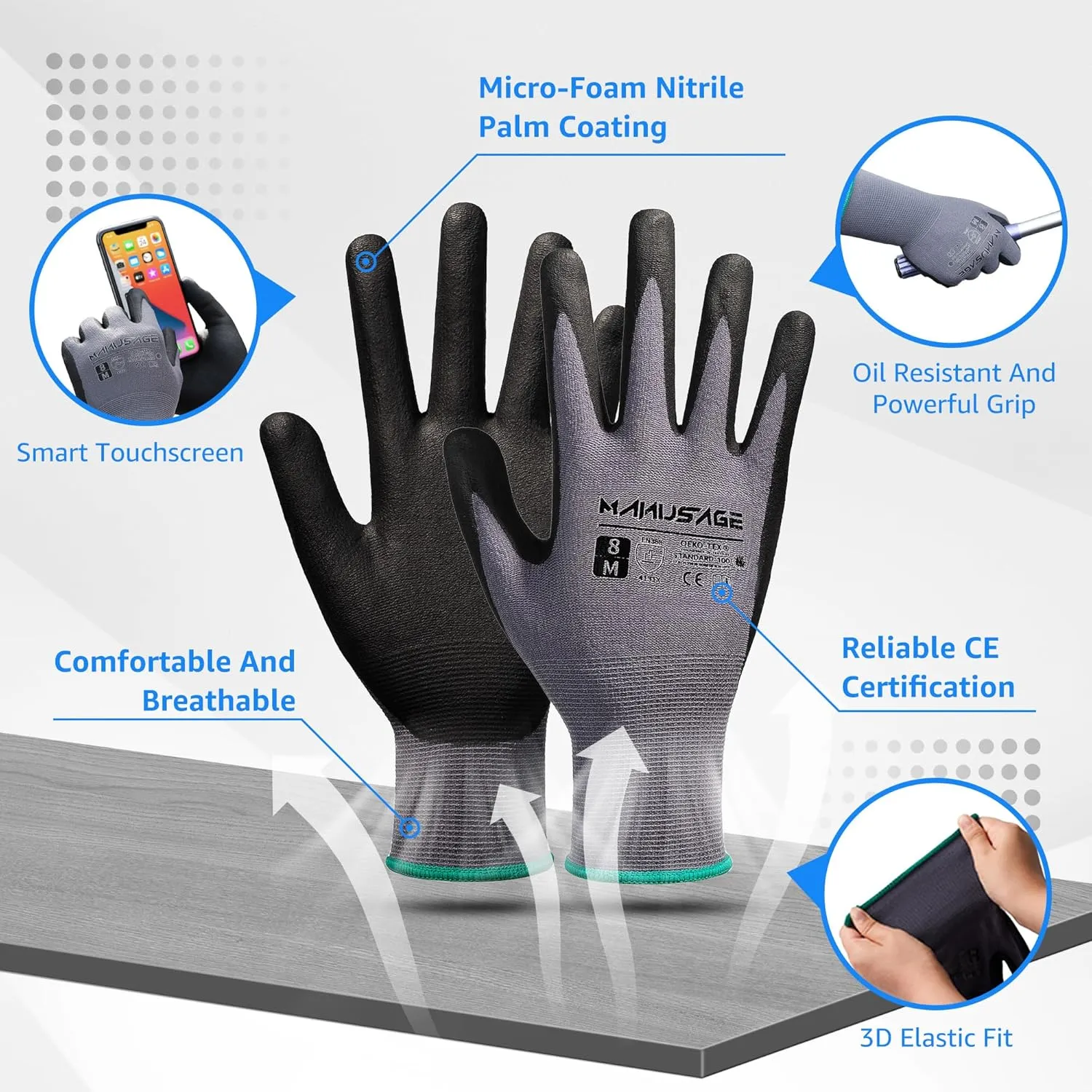 Work Gloves MicroFoam Nitrile Coated